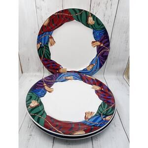 Curtain Call Viromaster S Zipkin Dinner Plates 3 Multicolor Curtain Gold Tassels